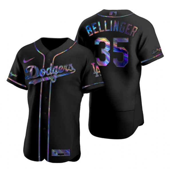 Men's Los Angeles Dodgers Active Player Custom 2021 Black Iridescent Logo Flex Base Stitched Jersey